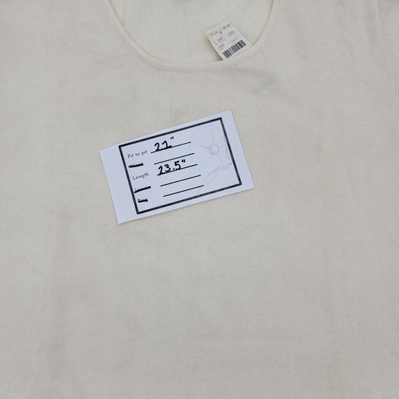 CASUAL CORNER Knit Sweater Top Sz XL Women Short Sleeve Career Casual Ivory NWT - Picture 3 of 3